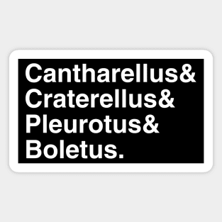 Mushroom Latin Names Ampersand (white on black) Magnet